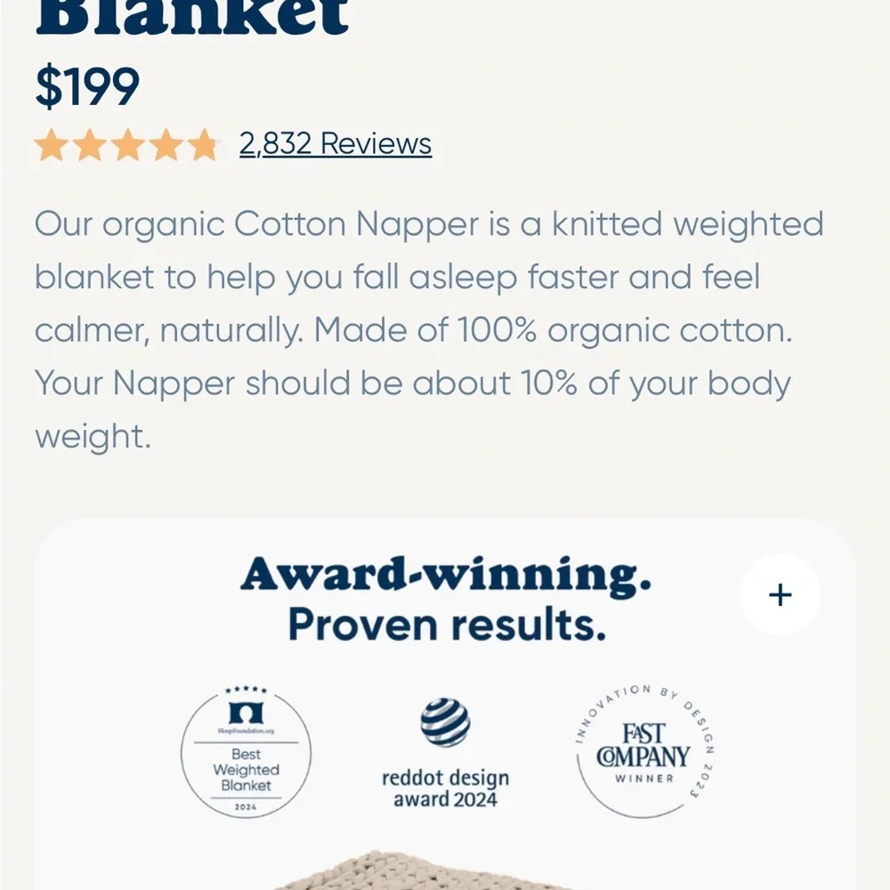 New Bearaby Cotton Weighted Blanket 10 pounds - Picture 3 of 3